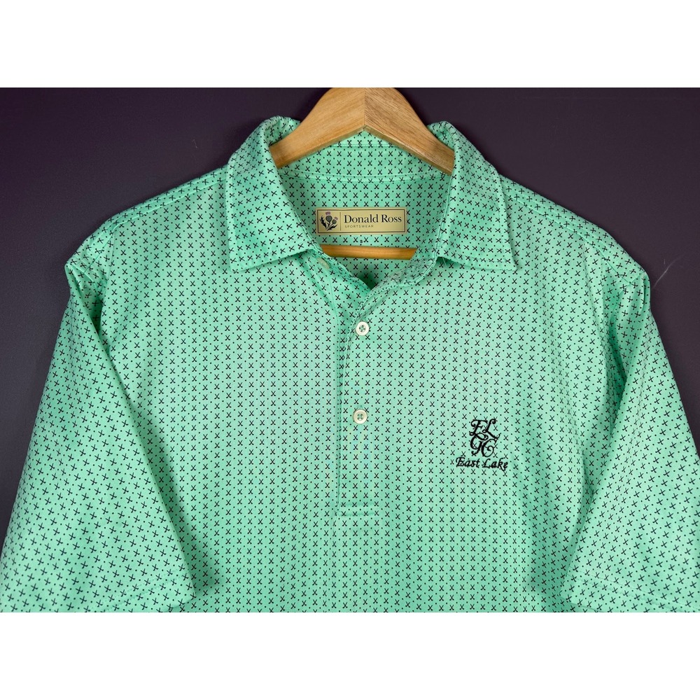 Donald Ross Mens Small East Lake Golf Club Atlanta Polo Shirt Mint Green